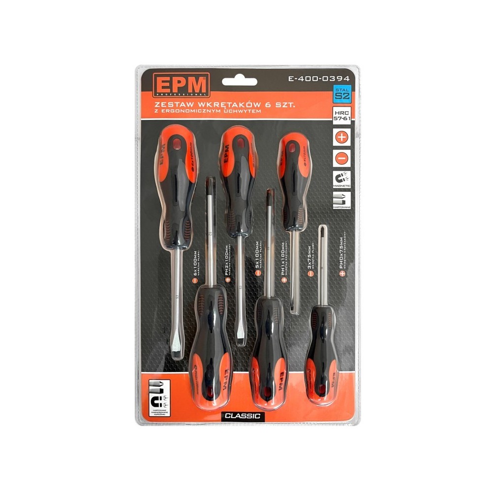 EPM Zestaw wkrętaków 6 szt. CLASSIC stal S2