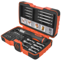 Zestaw końcówek do wkręcania + wkrętak z grzechotką 62szt