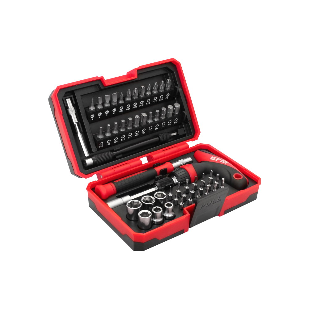 Zestaw bitów i nasadek 53 szt. w kasecie RED LINE